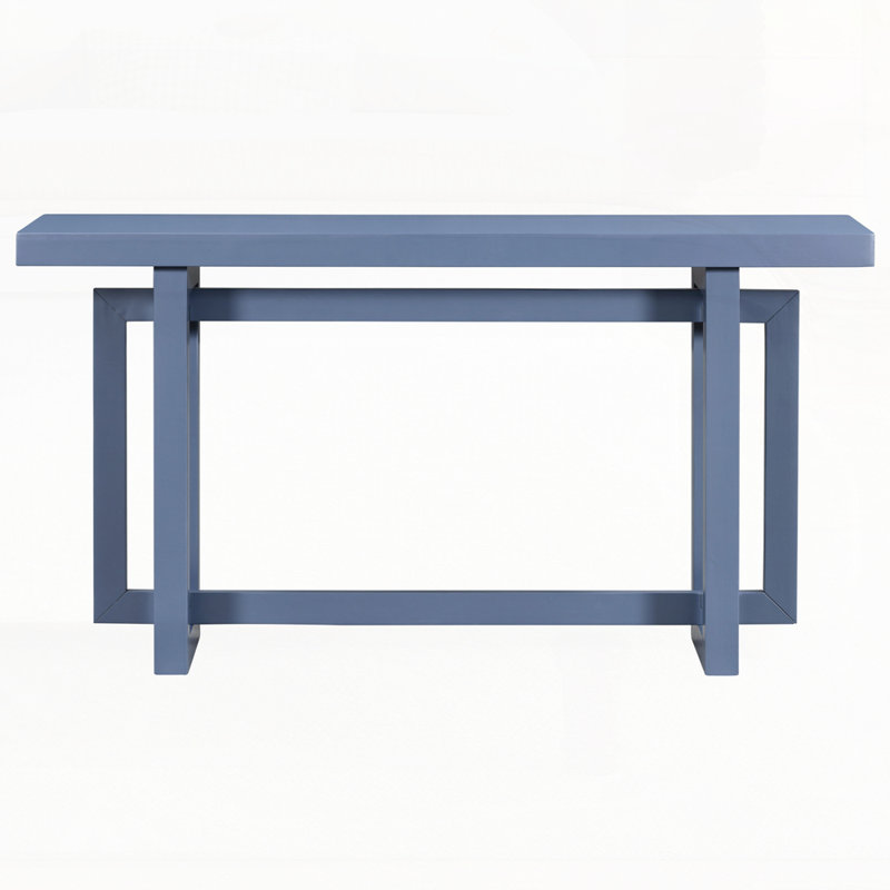 Wood Console Table with Trestle Base, Navy Blue, Navy Blue
