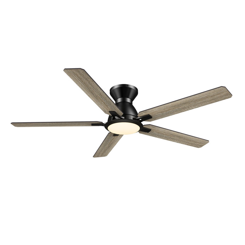 Ventilateur de plafond 52 po avec télécommande Bristol, ensemble d'éclairage inclus., Noir, Gris, 215 tr / min