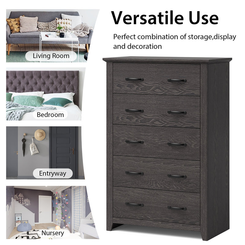 Airlee 31'' W 5 - Drawer Dresser, Dark Gray