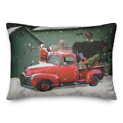Santa Packing The Truck Throw Pillow