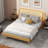 Bed With Led Light And Rattan Headboard-2076450898