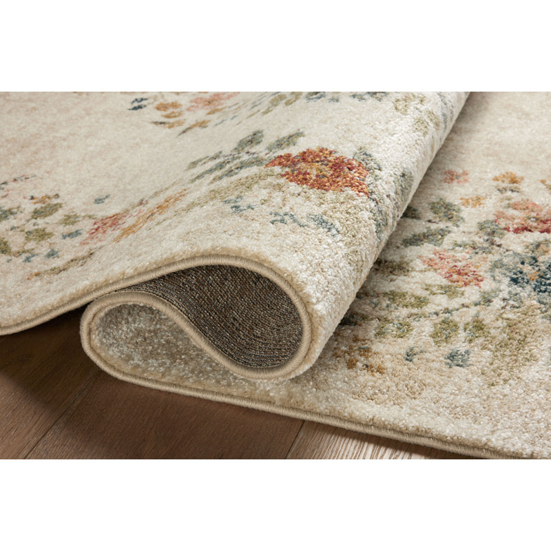 Laurel Cream Floral Synthetic Easy Care Area Rug 3'11" x 5'7"
