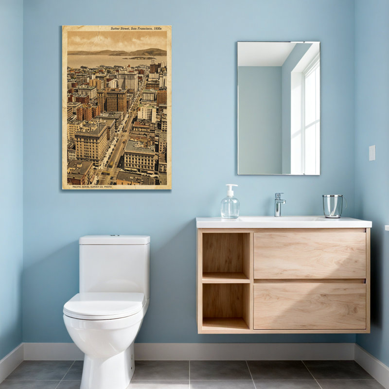 Scène de paysage urbain rétro, H 18 po x l 12 po