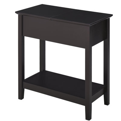 Table de bout, table d'appoint étroite avec plateau rabattable, armoire de rangement, tablette inférieure pour le salon