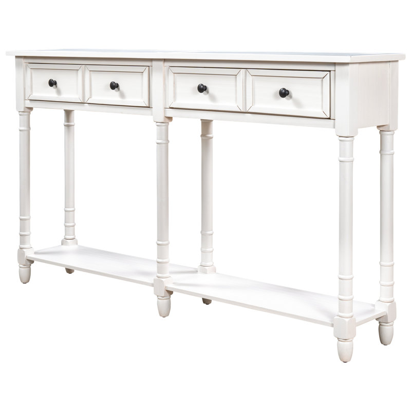 Maria Console/Sofa Table with 2 Drawers + Bottom Shelf | Easy Assembly for Living Room & Entryway, Ivory