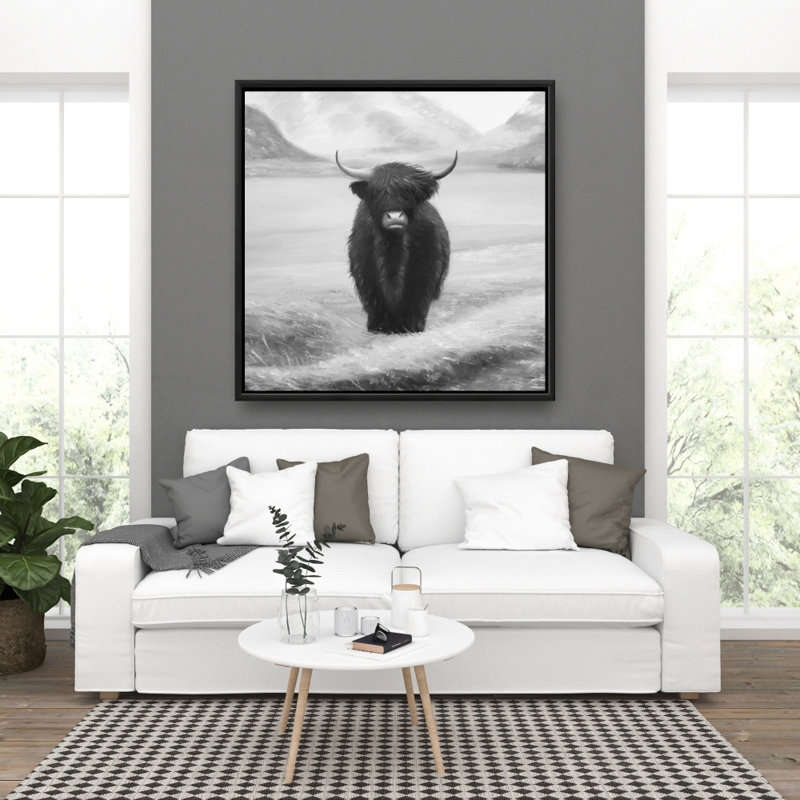 "Vache monochrome Highland" sur toile