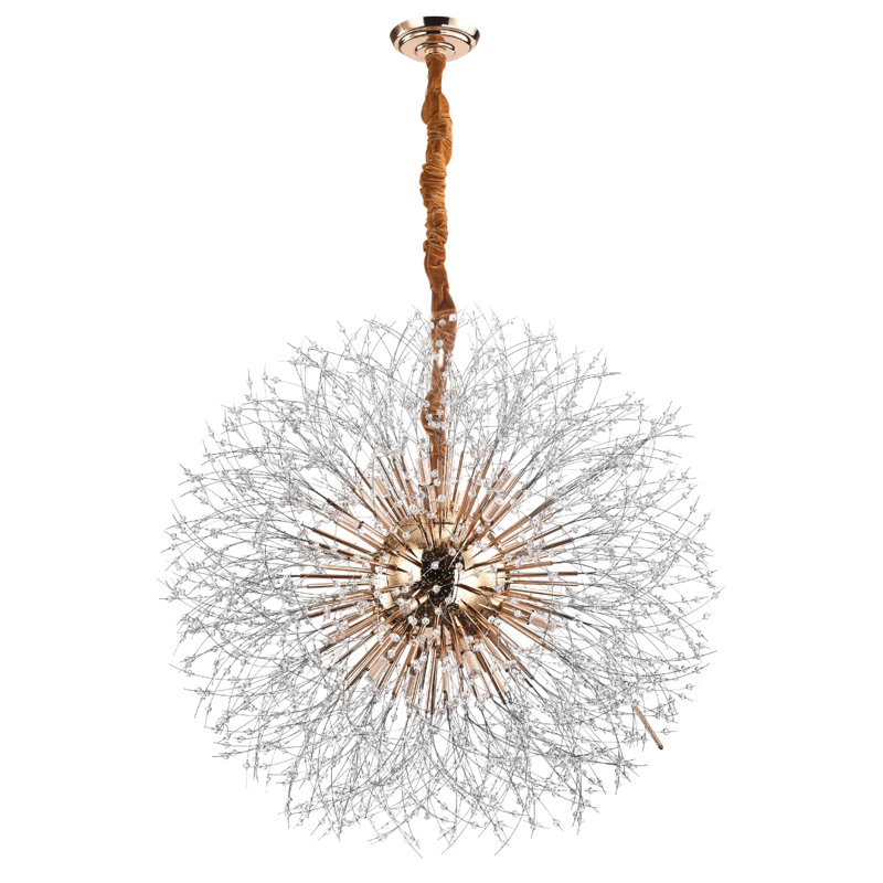 Perrion 16 - Light Dimmable Globe Chandelier, Gold, 68" H x 32" W x 32" D