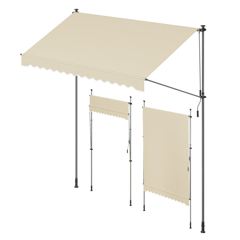 Dakota Fields 120cm W x 300cm D Polyester Cover Retractable Patio Awning, Beige