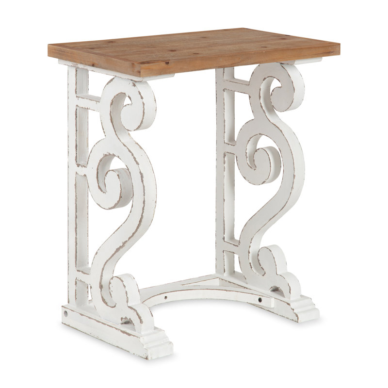 Table de bout Eshen, Blanc, Brun