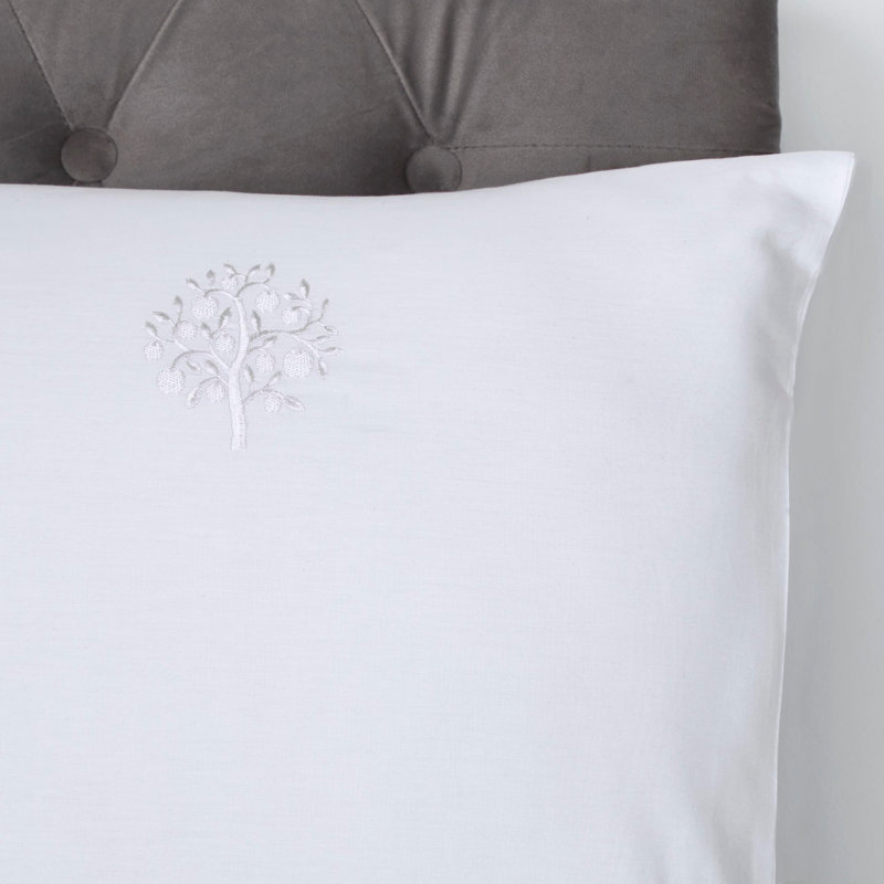 Embroidered Trees Cotton Solid Colour Bedding with Pillowcases Included, Kingsize - 2 Standard Pillowcases