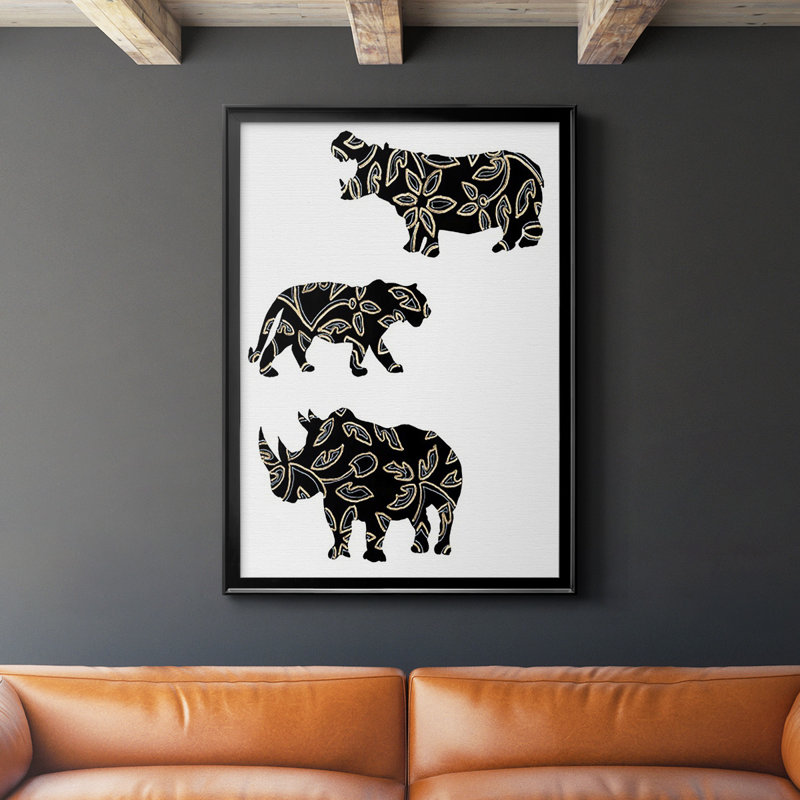Ornementaux animaux de safari II, impression sur papier, H 42,5 po x l 30,5 po x P 1 po, Noir