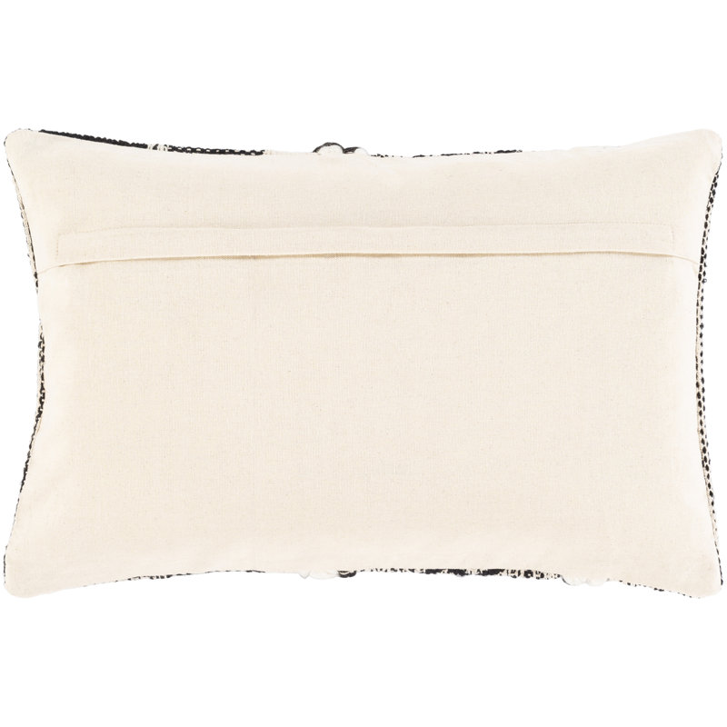 Housse de coussin lombaire rectangulaire Lelaina, Noir / Ivoire
