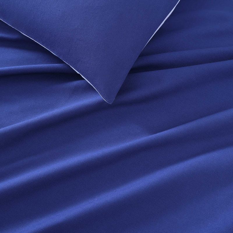 Tommy Hilfiger Micro Pique Solid Duvet Cover Set, Queen Duvet Cover + 2 Standard Shams, Blue