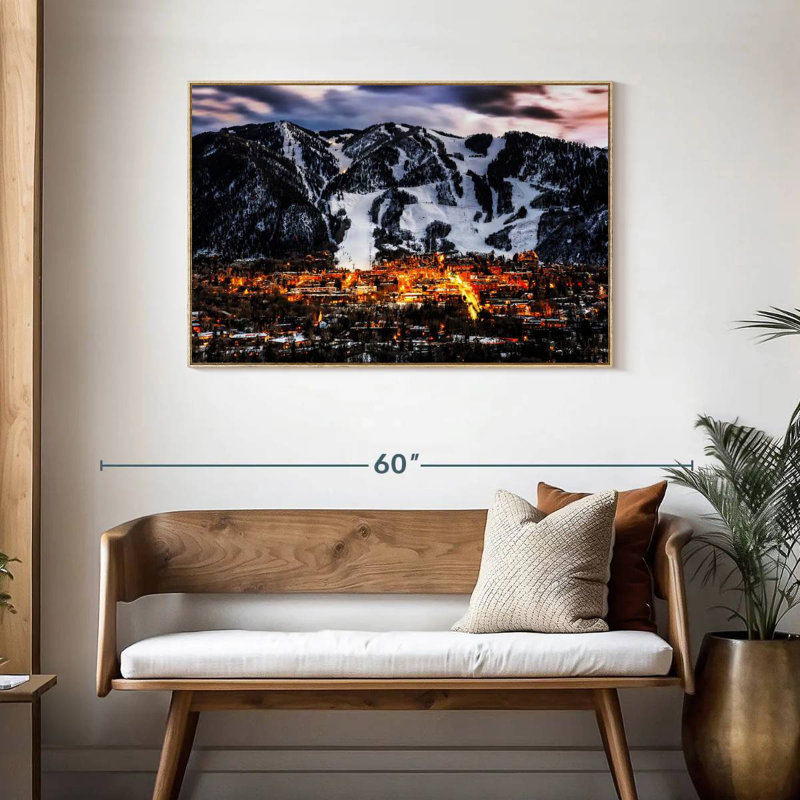 Aspen la nuit, 40 po x 27 po, Cadre flottant en bois naturel