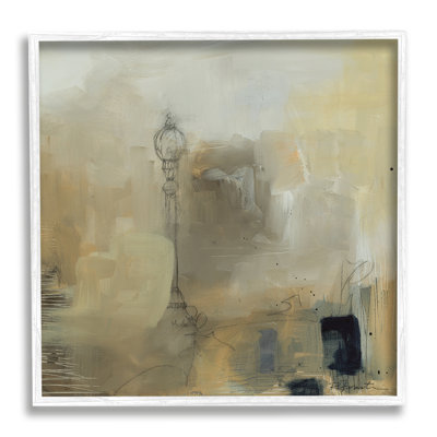«Mysterious Abstract Town Scenery Street Light Scribbles» par Ruth Fromstein - peinture sur toile à cadre flottant