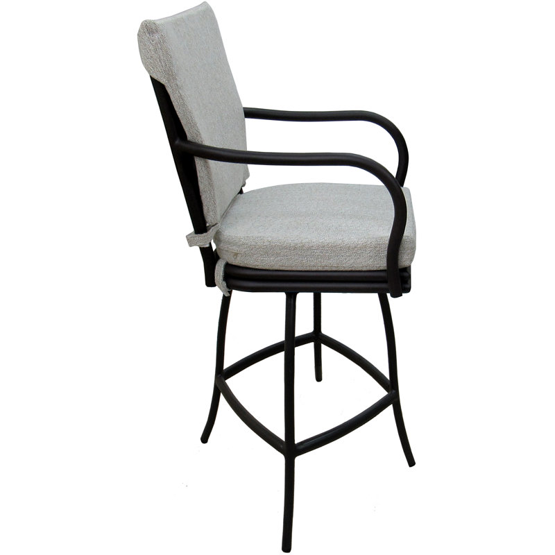 Tabouret de comptoir d'extérieur 26 po avec coussin Schear, Noir, Blanc
