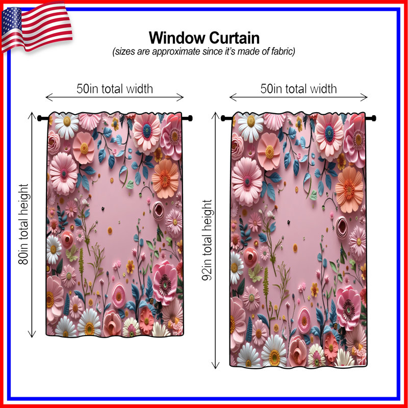 Rideaux floraux, voilages et voilages à motif floral - 1 panneau, 50 po x 92 po - 1 panneau, Transparent