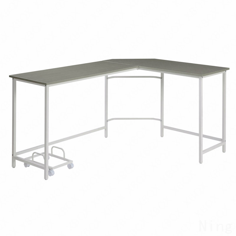 Gray & White L-Shaped Computer Desk
