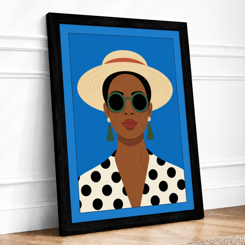 Woman In Summer Shades Modern - Print, A1 - 84.1 x 59.4 cm, Black