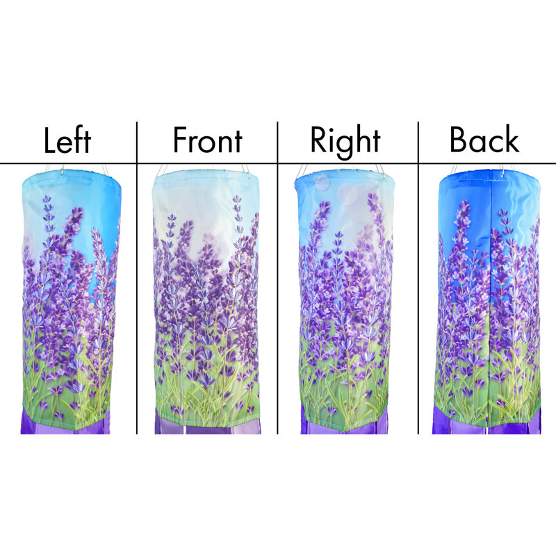 Lavender 40-Inch Polyester Garden Windsock with Embroidered Details