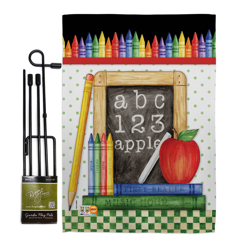 Mélange de polyester 2 côtés 18,5 x 13 po school board ensemble de drapeau, Polyester, Blanc