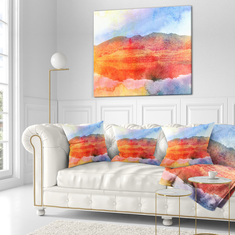 Coussin aquarelle Landscape, 16 po x 1 po, Coussin décoratif