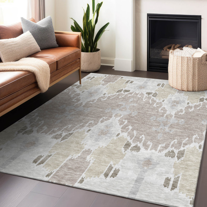 Premium Machine Washable Prisco Ivory Rug, Rectangle 5' x 7'6"