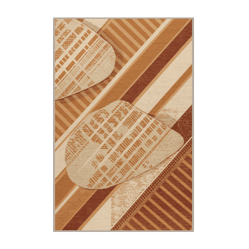 Tapis lavable à la machine à motif de blocs d'inspiration mondiale Olney, 8 x 12