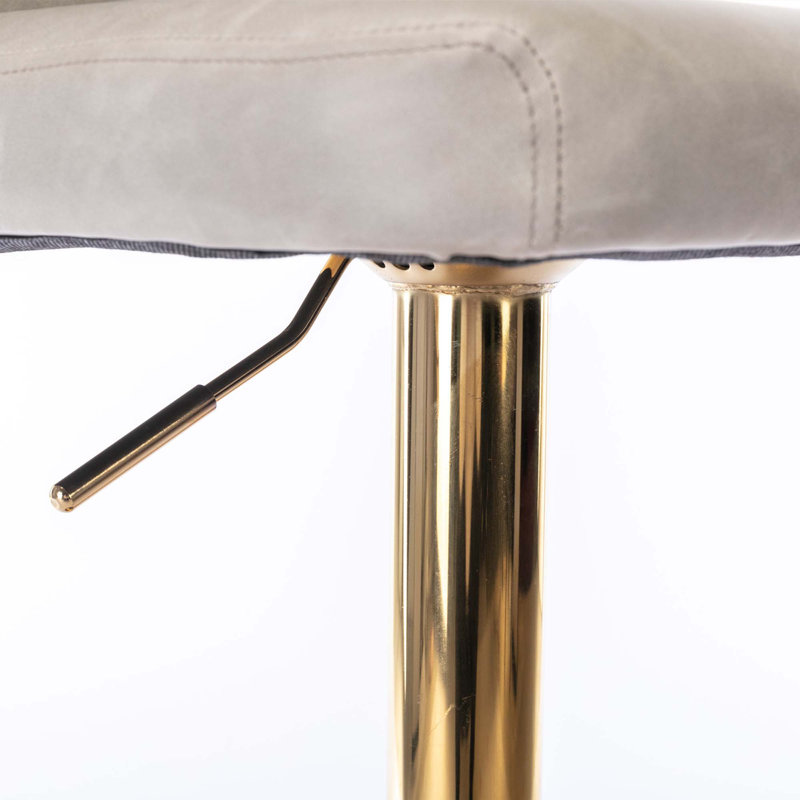 Jeneanne Upholstered Adjustable Height Counter Stool, Gold, White Leather