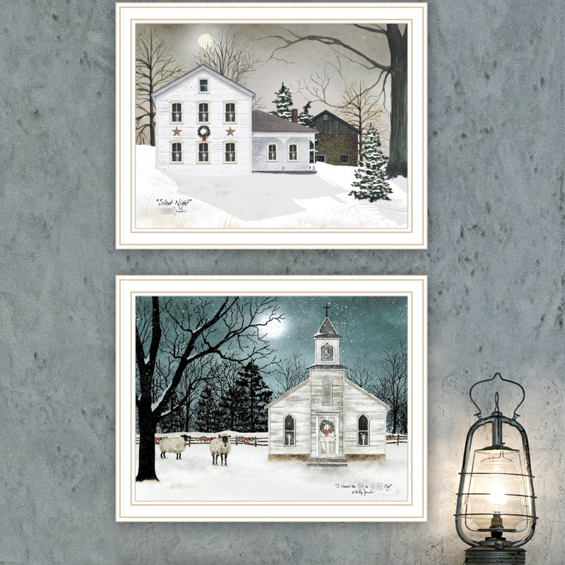 «2 Silent Night», art mural blanc encadré pour un salon saisissant - Décoration intérieure rafraîchissante