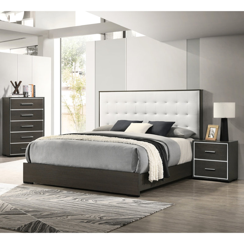 Contemporary Bedroom 2 Nightstand, Gray Rustic Style, Wood Construction Elegant Nightstand With 2 Drawers, Accents,