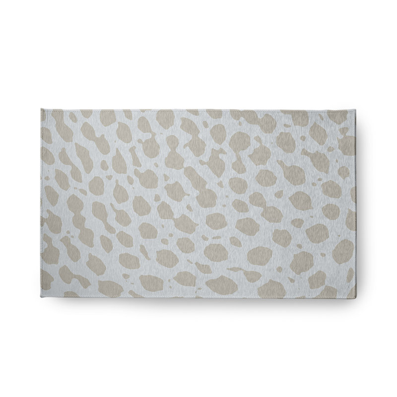 Tapis en chenille tissé à la machine à motif animal en brun / gris, Rectangle 1 pi 6 po x 2 pi 6 po