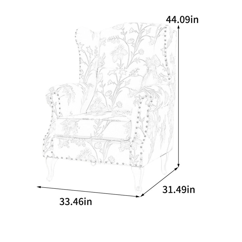 Chenille jacquard et fauteuil inclinable clouté, Beige / cyan