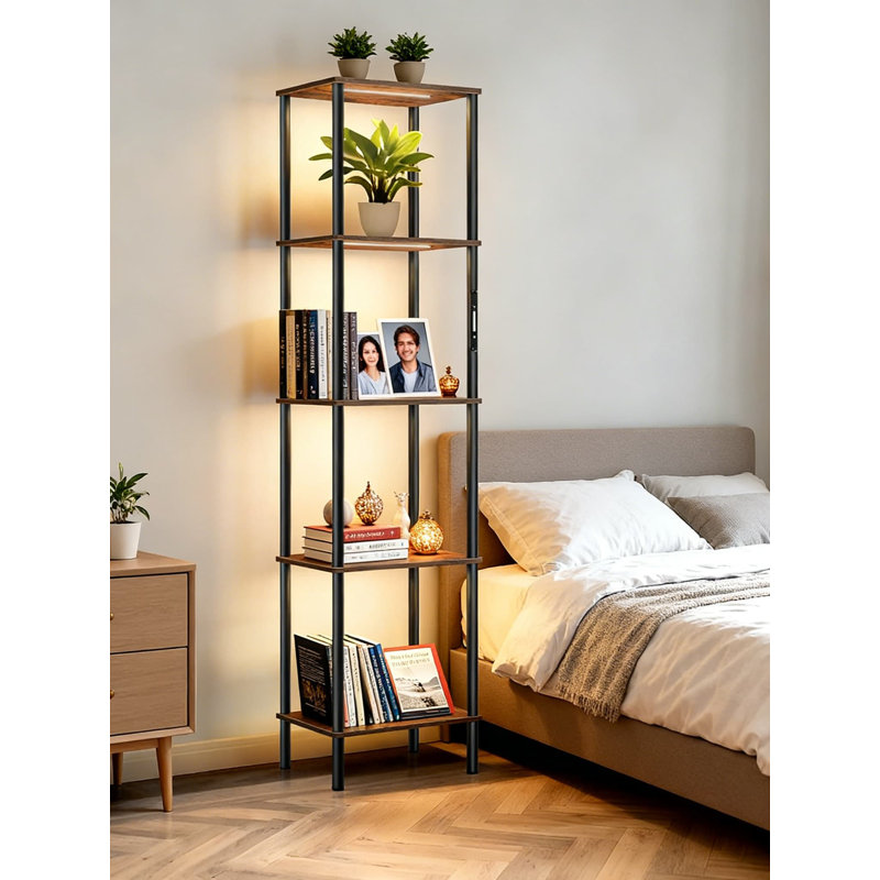 Tablette d'affichage à 5 niveaux à DEL avec télécommande tactile, éclairage à intensité variable avec 3 températures de couleur, fonction de minuterie pour le salon, la chambre à coucher et la décoration intérieure