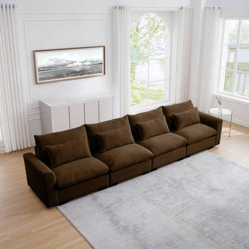 Reposa 122'' Rolled Arms Sofa, Brown