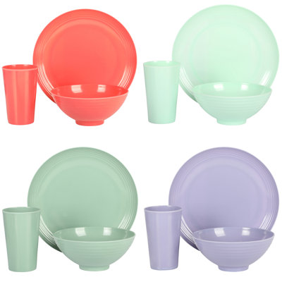 Service de table 12 pièces Gibson Home Zelly - Orange, vert, bleu sarcelle, mauve