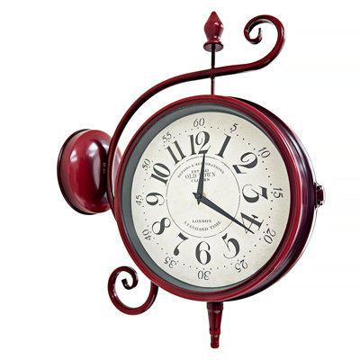 Double-Sided Hanging Station Clock