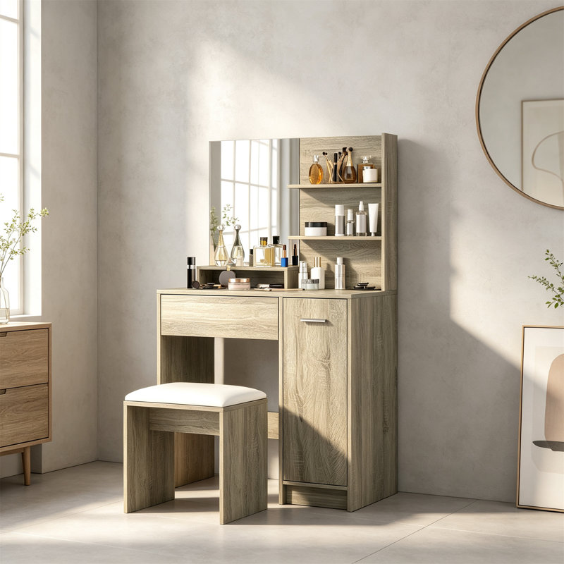 80 cm W Chest of Drawers, Natural wood finish