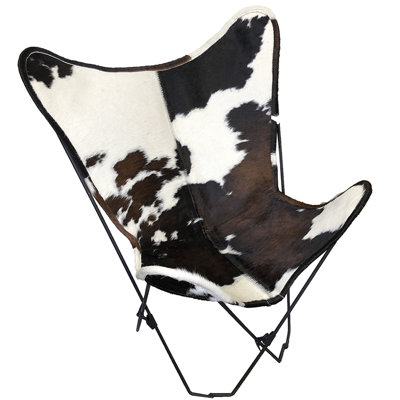 Fauteuil papillon en cuir de vache 33,8 po Banjabaru