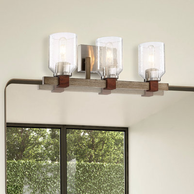 Sigurd 3 - Light Brushed Nickel Seeded Glass Vanity Light