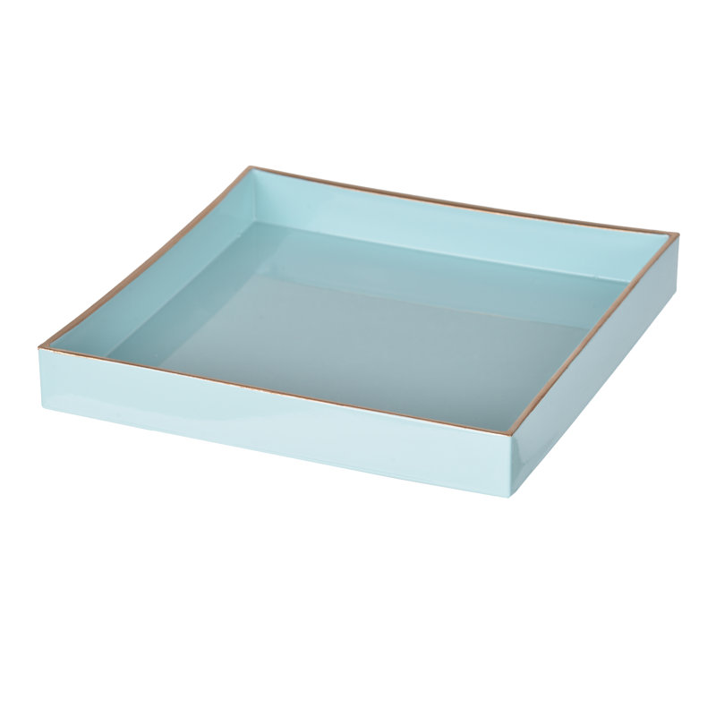 Plateau rond en plastique 10 po avec finition bleu poudre, plateau décoratif décoratif pour l'organisation, le service ou la présentation de la pièce maîtresse 
