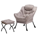 Hilge 31.5" W Lazy Chair with Ottoman, Modern Lounge Accent Upholstered Sofa Chair