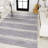 Arriyanah Distressed Ticking Stripe Machine-Washable Lavender/Ivory Rug-1687780137