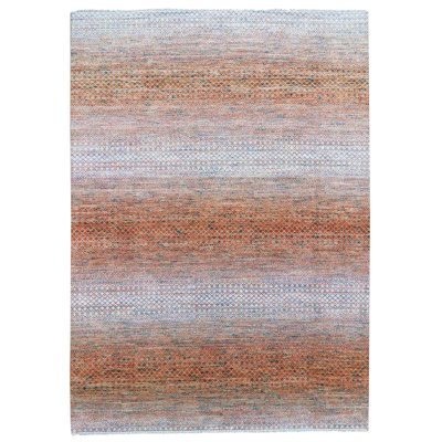 Tapis oriental en laine pure épaisse et moelleuse noué à la main de 9 pi 10 po x 13 pi 10 po orange E009F8AEE2A842CDBB13F76E000D16CA