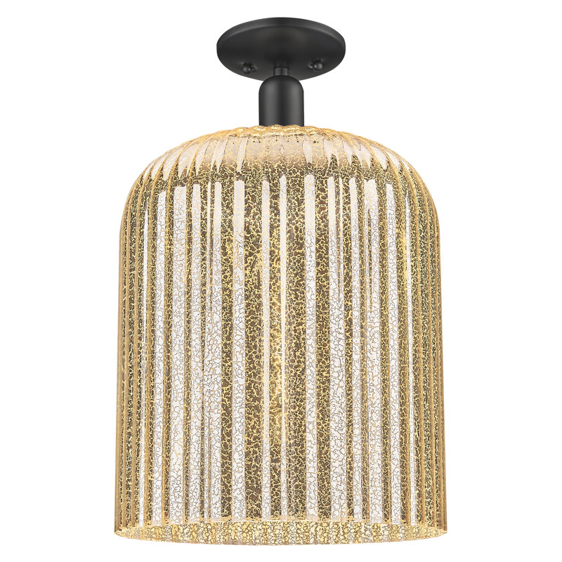 Downtown Urban - Franklin - 1 Light 12" Semi-Flush Mount , Mercury, Matte Black
