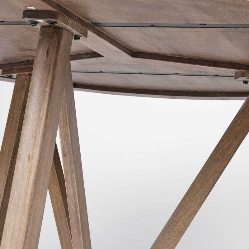 Table de salle à manger à piédestal en bois massif Mango