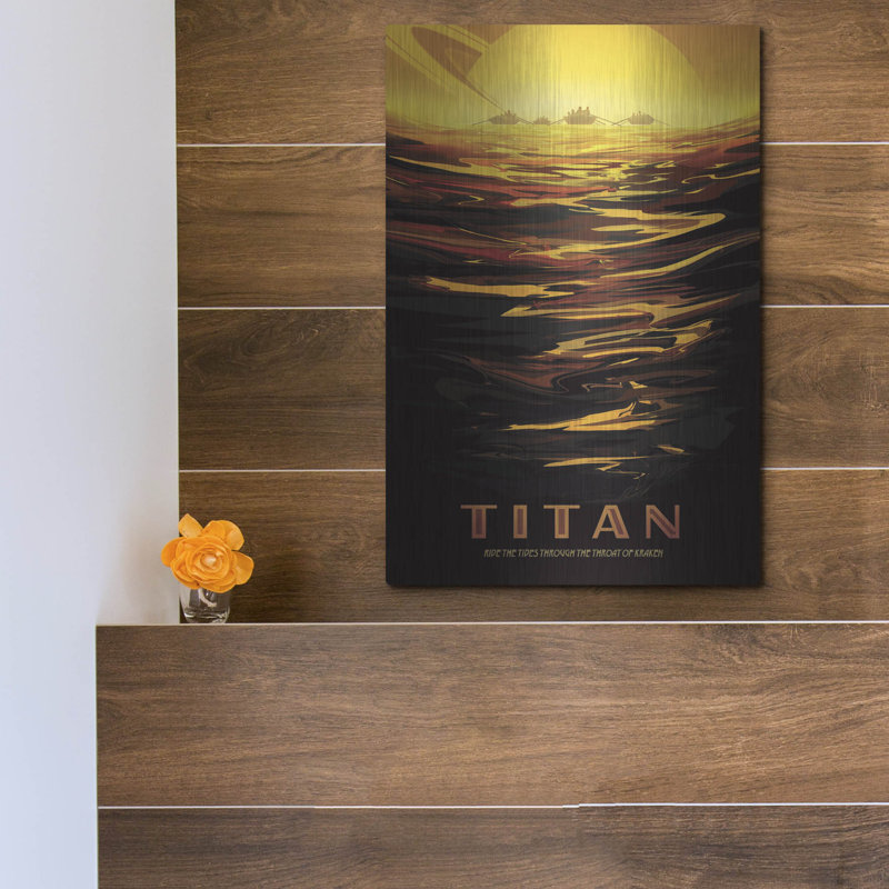 Luxe Métal Art «Visions Of The Futur Titan», «Meta» Visions Of The Futur Titan, par la NASA, H 16 po x l 12 po
