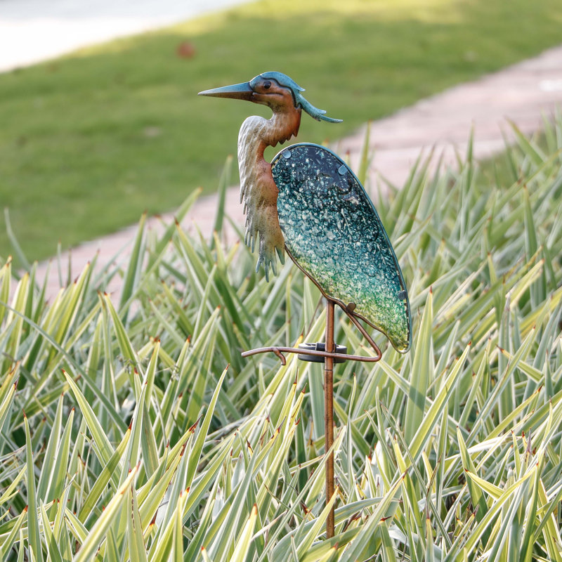  Metal Animal Garden Stake - Solar Powered Blue Heron Garden Statues