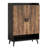 Nordic Style Dark Brown Shoe Cabinet Double Doors With Vertical Gold Stripes Black Handles Black Metal Frame Legs Entryway Storage Furniture-374762132