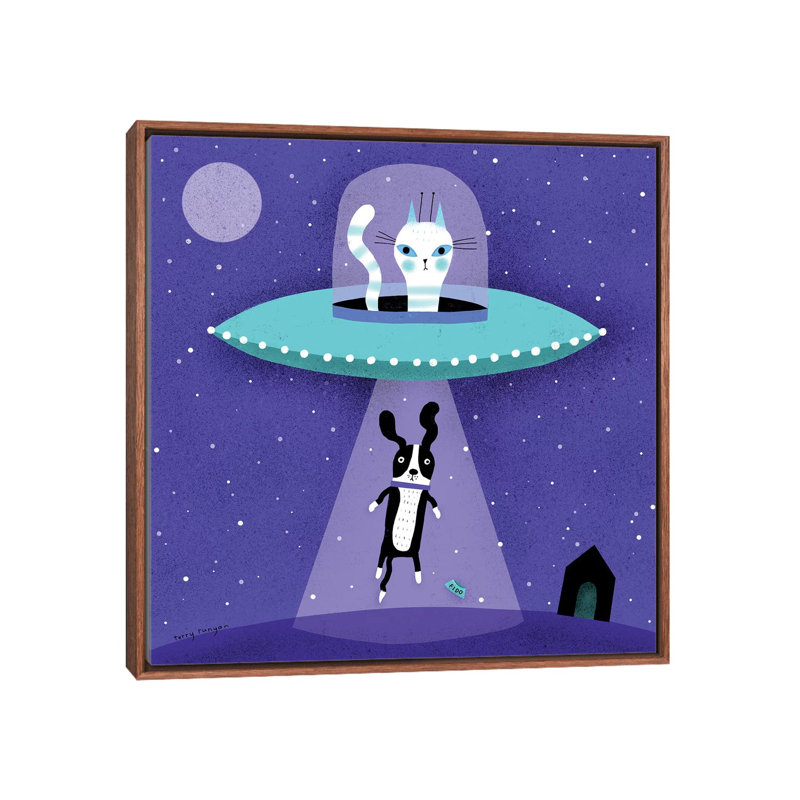 «Doggone» par Terry Runyan - impression, Pas de tapis, H 26 po x l 26 po x P 1,5 po, Toile avec cadre brun